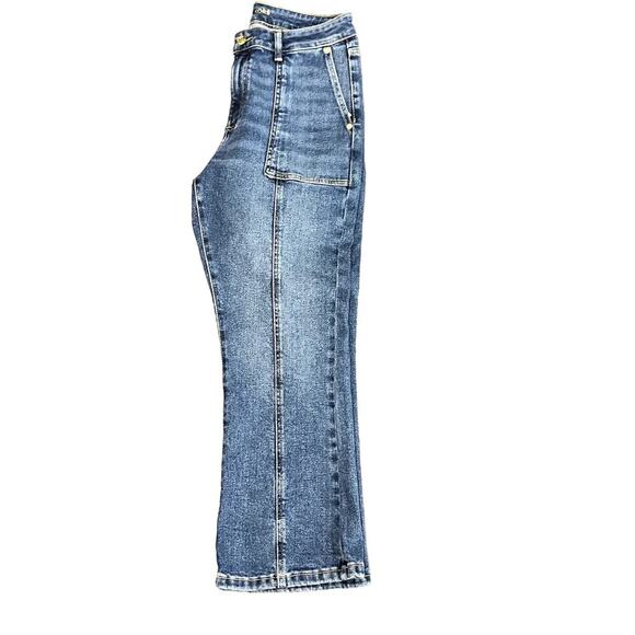Michael Kors Cropped Flare High Rise Slim Through Hip & Thigh Jeans Size 8 - Picture 3 of 10
